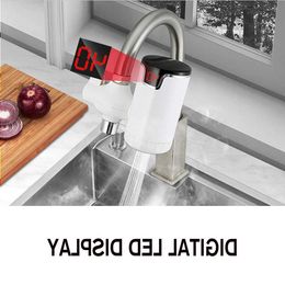 Freeshipping Tankless Electric Kitchen Water Heater Tap EU Plug 3000W 220V LED Display Fast Heating Hot Cold Warm Heaters Nigth