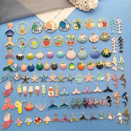 Charms Mix 100pcs Bulk Enamel Shell Mermaid Ocean Collection Charm For DIY Earring Bracelet Necklace HandmadeJewelry Making Accessories