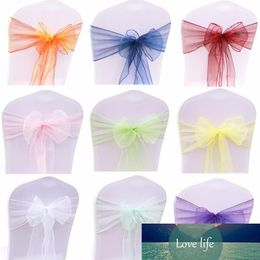 Top Sale 50PCSet Wedding Organza Chair Sashes Bow Knot For Banquet Event Birthday Party Decoration Home Textile Chair Cover