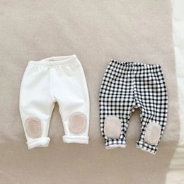 Trousers Winter Baby Thick Warm Leggings Toddler Girl Plus Velvet Trousers Infant Fleece Leggings Kids Pp Pants Baby Clothes 231113