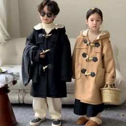 Jackets Children Clothing Kids Coat 2023 Winter Boys And Girls Korean Style Solid Color Casual Hooded Thick Fashionable Warm