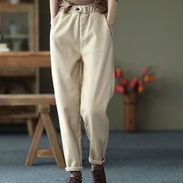 Women's Pants Capris Rimocy Vintage Plush Warm Pants Women Autumn Winter Wide Leg Loose Harem Trousers Woman Elastic Waist Casual Pants Female 230413