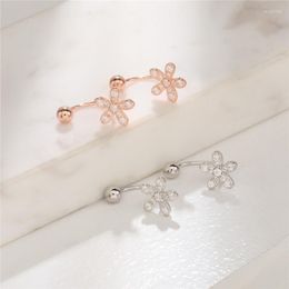 Stud Earrings NBSAMENG 925 Sterling Silver Rose Gold Color Flower Earring For Women Korean Fashion Jewelry Wedding Party Gift Drop