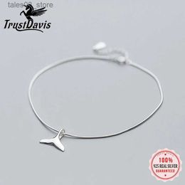 Anklets Trusta % 925 Solid Real Sterling Silver Fashion Women's Jewellery Mermaid tail 23cm Anklets For Girl Women Fine Jewellery DS1153 Q231113