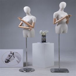 8style Full Female Cloth Art Mannequin For Bamboo Bast Body Wedding Dress Wood Hand Jewelry Display Adjustable Rack E180
