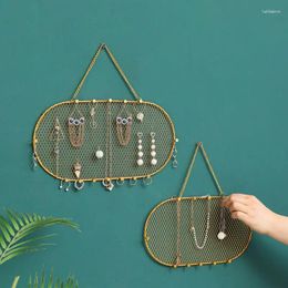 Jewelry Pouches Metal Mesh Earring Wall Holder Mounted Hanging Ear Studs Necklace Bracelet Organizer Display Rack