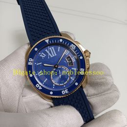 4 Style Real Photo Automatic Watches Mens 42mm W2CA0004 Blue Dial Rose Gold Everose WSCA0010 Rubber Bracelet Mechanical Sport Watch Wristwatches