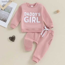 Clothing Sets Spring New Kids Clothing For Baby Girls 2Pcs Outfit Fashion Fuzzy Letter Embroidery Long Sleeve Pants Suit Set