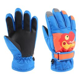 Children's Finger Gloves Winter Children Gloves Skiing Cycling Thick Mittens For Kids Autumn WaterProof Windproof Hand Warm Cartoon Dino Gloves 231110