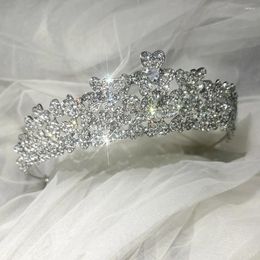 Hair Clips Baroque Luxury Cubic Zircon Crown Crystal Heart Bridal Tiaras Rhinestone Pageant Diadem Bride Headband Wedding Accessories