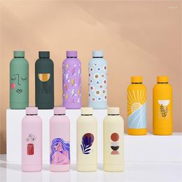 Water Bottles Stainless Steel Insulation Cup Custom Creative American Small Mouth Bottle Abstract Stick Figure