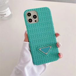 iPhone 14 13 12 Designer Phone Case for Apple 15 11 Pro Max XR XS 7 8 Plus Luxury Weave Pattern PU Leather Mobile Cell Bumper Back Cover Fundas Coque Velvet Lined Vert Green