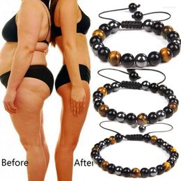 Strand Obsidian Stone Hematite Tiger Eye Bead Bracelets Weight Loss Bracelet Handmade Adjustable Rope Slimming Energy Jewelry