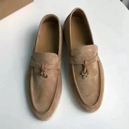 23SS New Season Suede leather Mens Casual Shoes Walk shoes luxury sneakers nubuck Lock designer Flats Slip-on tassel dress shoe Large size 35 46