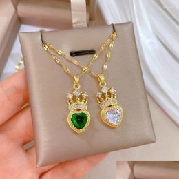 Pendant Necklaces Stainless Crown Charm Necklace For Women Girl Gold Color Princess Wedding Geek Jewelry Rapunzel Accessories Gift D Dhir5