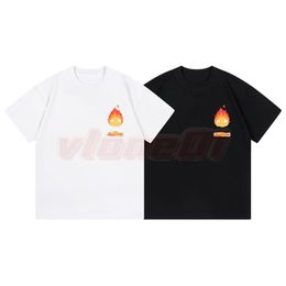 Men Womens Summer T Shirt High Street Mens Fashion Digital Flame Letter Printing Tees Hip Hop Short Sleeve Tops Size S-XL