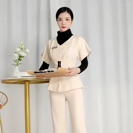 Women's Two Piece Pants Sauna Foot Bath Spa Massage Female Working Uniform Beauty Salon Uniforms Suits Centre Women Beautician Clothing Sets