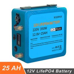 Lifepo4 Battery Pack With AC220V 350W 12v 25ah Lithium Iron Rechargeable Battery With BMS For Camping Fishing Golf Car Washing