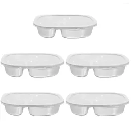 Storage Bags 5pcs Stainless Steel Divided Tray Lunch Dinner Container Plate Cafeteria