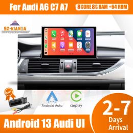 Carro dvd sem fio carplay android 13 tela de toque display do carro pc para audi a6 c7 a7 2012-2018 wifi 4g 4 núcleo 8gb 64gb gps navi multimídia