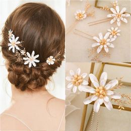 Hair Clips Light Gold Colour Women Bridal Headdress Hairpin Wedding Bridesmaid Insert Set Handmade Accessories Jewellery