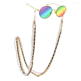 Sunglasses Frames Pearl PU Link 3 Layer Fashion Eyeglasses Chains Necklace Reading Glasses Strap Cord Holder Face Mask Neck Head Band