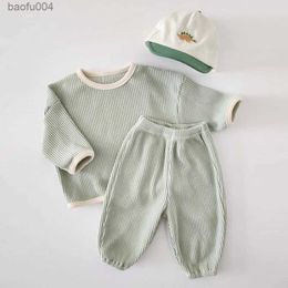 Clothing Sets Spring Autumn Children Boy Clothes Set Cotton Patched Shirts Suit Solid Loose Stretch Infant Boy Outfit