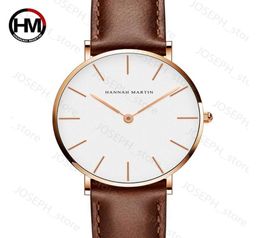 Other Watches Relogio Feminino Hannah Martin Luxury Brand Women Watches Leather Band Rose Gold Waterproof Ladies Quartz Wristatch Fit DW Style C6752150 J230413