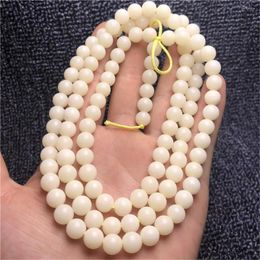 Strand Wholesale 8-12mm Buddhist 108 Mala Natural Round White Bodhi Root Beaded Bracelet For Male Or Female Prayer DIY Beads Jewelry