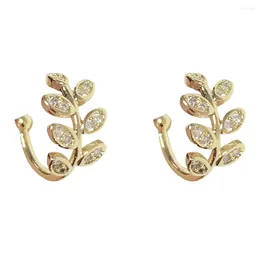 Backs Earrings Hoop Girls Leaf Shaped Clip No Pierced Delicate Jewelries Stylish Clips Female Decors Personality Women's Accessories