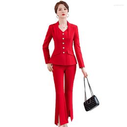 Women's Two Piece Pants High Quality White Red Black Blazer Jacket And Pant Suit Trousers 2023 Spring Women Office Ladies Work Wear Formal 2