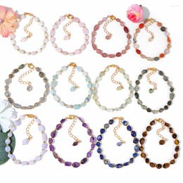 Strand 8pcs Boho Light Luxury Irregular Chip Energy Stone Handmade Braided Bracelet Amethys Rose Quartz Bracelets For Women