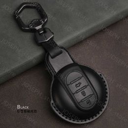 Key Rings Leather Car Remote Key Case Fob Cover Skin Keychain For MINI Cooper Clubman Hardtop Hatchback Countryman F54 F55 F56 F57 F60 J230413
