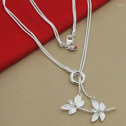 Pendants High Quality 925 Sterling Silver Necklace 2 Dragonfly Pendant Necklaces For Woman Party Charm Jewelry Gift