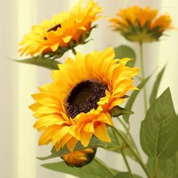 Decorative Flowers Artificial Sunflowers For Home Garden Wedding Decor Centrepieces Real Touch Floral Bride Holding Po Props