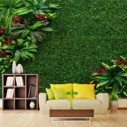 Decorative Flowers Artificial Green Plant Wall Background Realistic Design Fake Lawn For Home Wedding Anniversary Party Decoration
