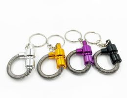 metal Spring Smoking Pipe Meltal Tobacco Pipes Cigarette Pipe Key Chain protable Cleaners Colour Random free shipping