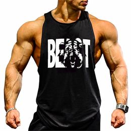 Men's Tank Tops Gym Brand clothing Bodybuilding Fitness Mens running tanks workout BEAST print vest Stringer sportswear muscle undershirt 230412