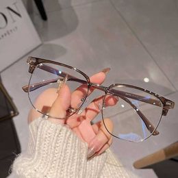 myopia lens vintage eyeglasses frame male face half-frame flat can be matched with female designer glasses luxury eyewear