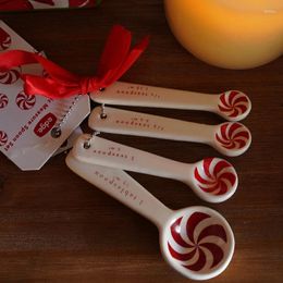 Measuring Tools 4 Pcs Christmas Candy-colored Spoon Set Mini Coffee Spoons Snowflake Style Ceramic Baking Cups