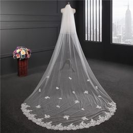 Bridal Veils NZUK Lace Wedding Veil 3 Metres Long 1.5 Wide Two Layer White Ivory With Comb Accessories