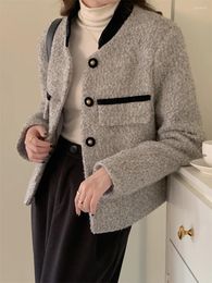 Women's Jackets Alien Kitty Chic Winter Coats Woollen Thicken Warm All Match Slim Lamb Wool Office Lady 2023 Elegant Work Wear