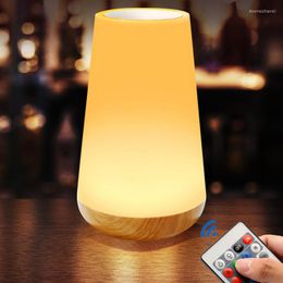 Night Lights 7 Color Changing Light RGB Remote Control Touch Lamp Portable Kids Table Bedside Dimmable USB Rechargeable