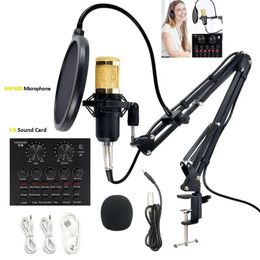 Microphones Professional Anchor Capacitance Microphone Wireless Bluetooth Connection for PC Karaoke Live Streaming Studio Recording BM800 Ar 231113