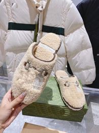 Chinelos de pele encaracolada Baotou, botas de sola grossa, chinelos femininos, mini tornozelo curto de neve, couro edredom, branco castanho de inverno, preto 35-42