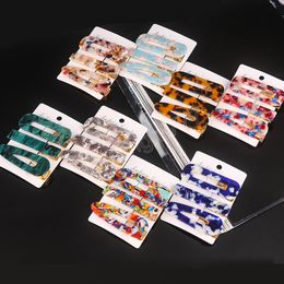 3pcs/lot Hair Clips for Women Colourful Geometry Marbling Acetate Hair Clip Girls Hair Accessories Hair Barrettes Hairclip