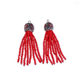 Pendant Necklaces Imitation Pearl Glass Beads Tassels Pendants Chain Necklace Rhinestone Caps Long Women Jewelry Christmas Gift