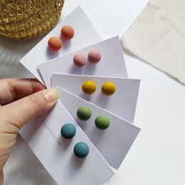 Stud 925 Silver Needle Modern Jewellery Ball Earrings Hot Selling Coating Green Yellow Pink Blue Matte Stud Earrings For Girl Student P230411