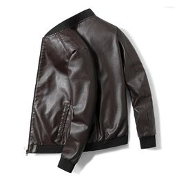 Men's Jackets 8XLBig Size PU Leather Jacket Men Stand Collar Slim Fashion Motorcycle Causal Coat Moto Biker