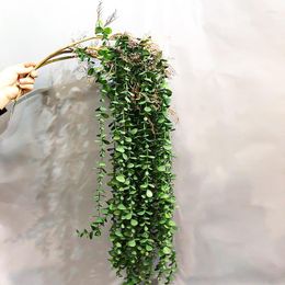 Decorative Flowers 100cm Artificial Plants Vine Fake Eucalyptus Rattan Plastic Tree Branch Wall Hanging Leafs For Home Garden Outdoor